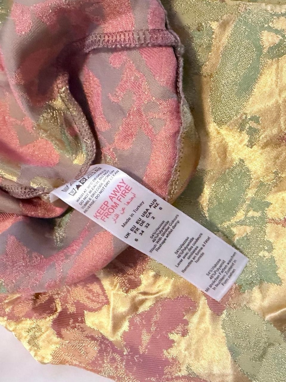 Nasty Gal Collection Floral Jacquard Mini Shift Dress Gold Retro Size 2 - Picture 7 of 8